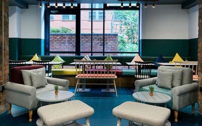Dining area perfect for coworking at Leonardo Hotel Manchester Central.