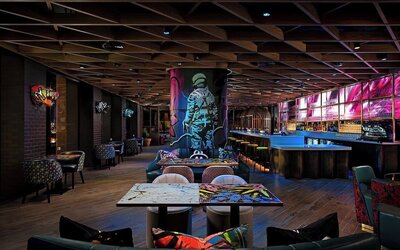 Lounge and coworking space at NYX Dublin Portobello.