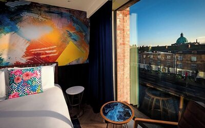 King room with city view at NYX Dublin Portobello.