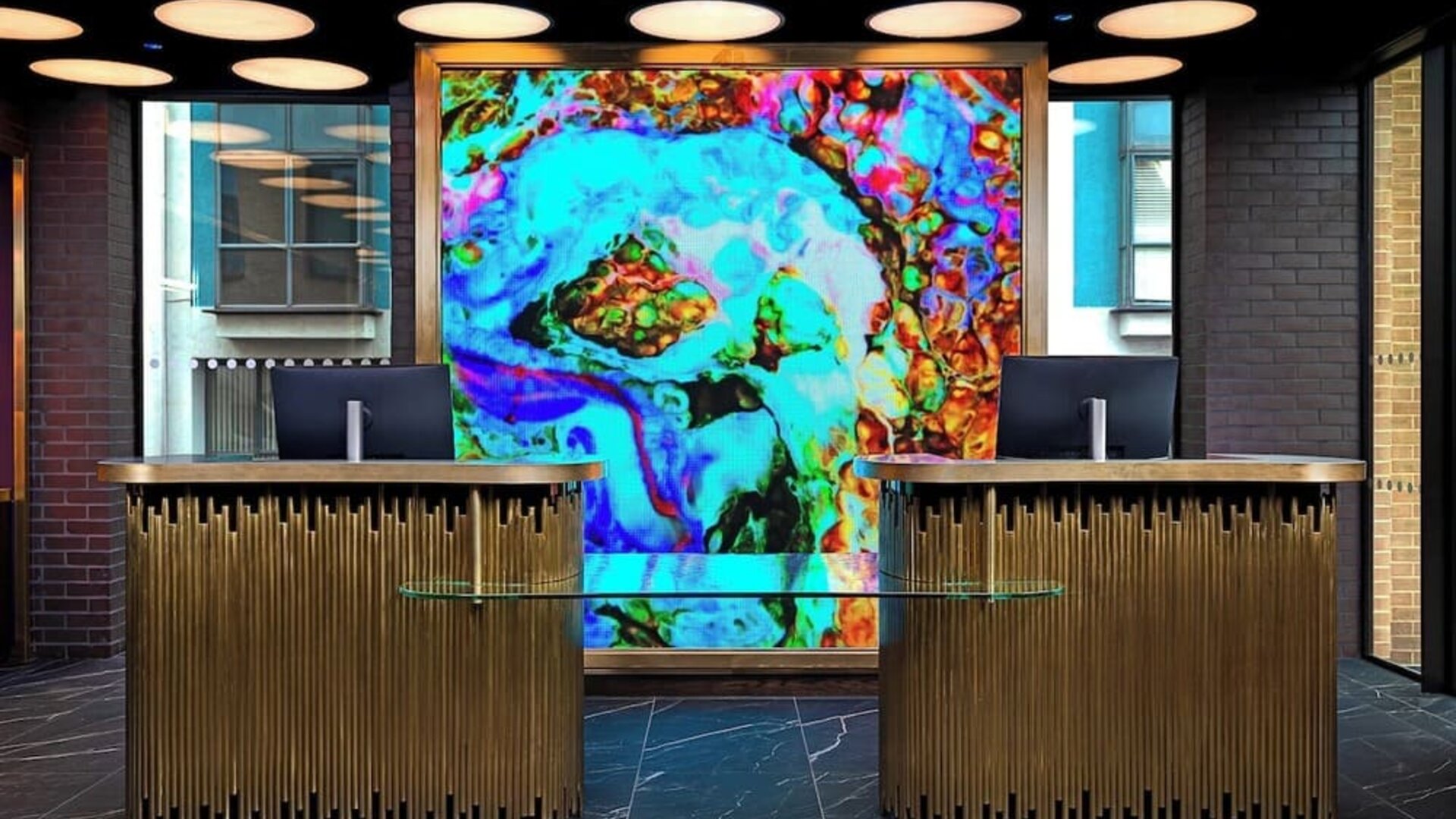 Hotel reception at NYX Dublin Portobello.