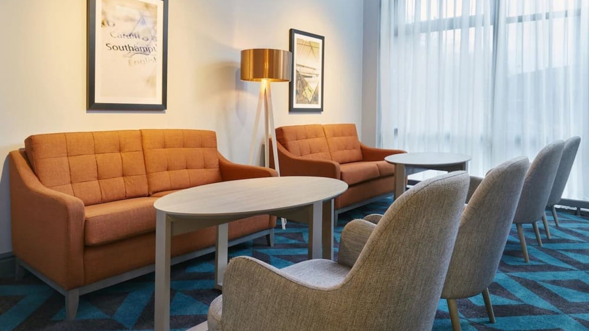 Lounge and meeting space at Leonardo Hotel Southampton.