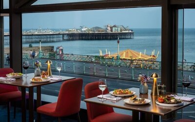 romantic dining area at Leonardo Royal Hotel Brighton Waterfront.