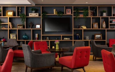 Hotel lobby lounge at Leonardo Royal Hotel Brighton Waterfront.