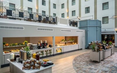 Breakfast buffet at Leonardo Royal Hotel Brighton Waterfront.