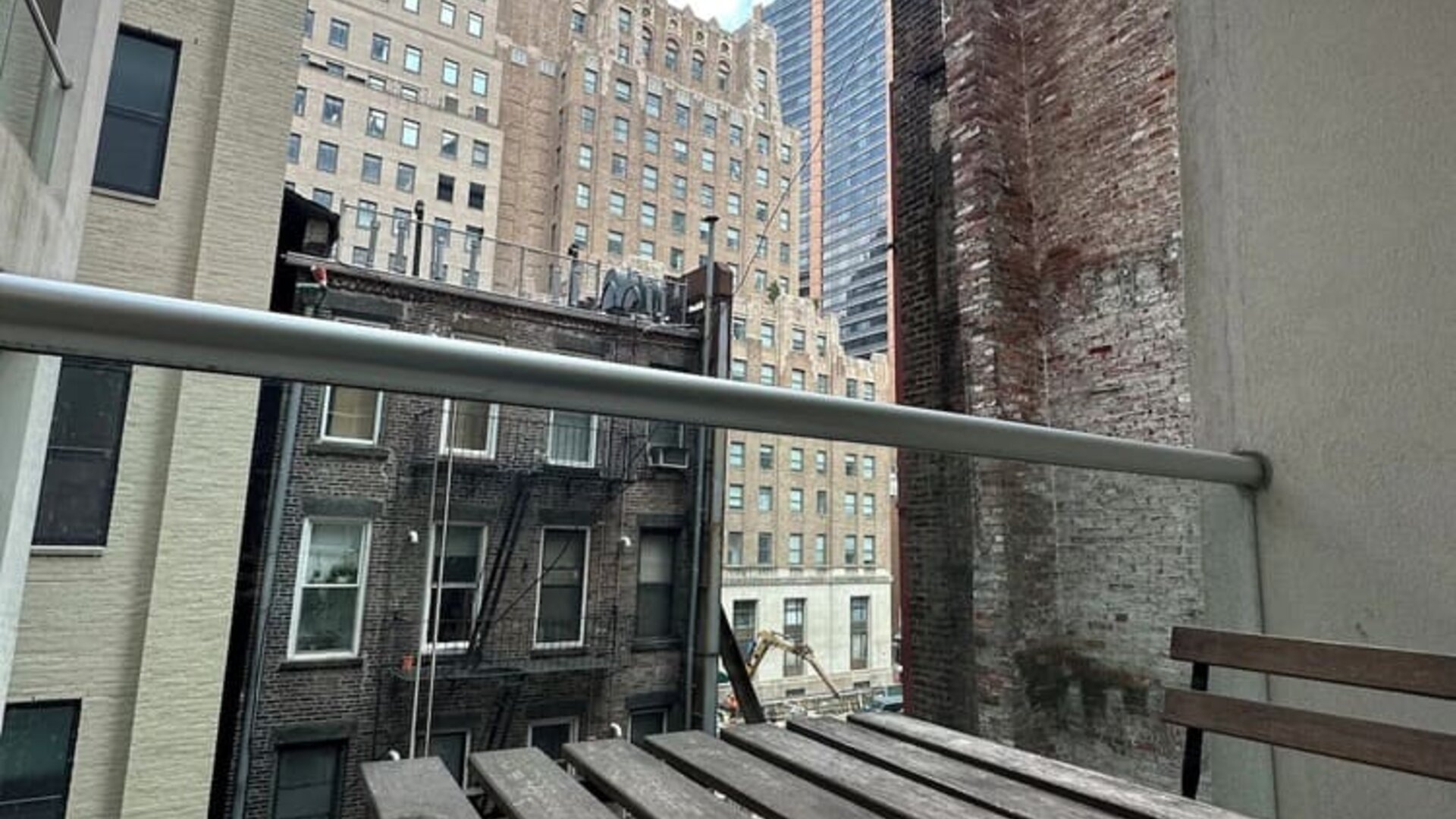Terrace with city view at Tribeca Hotel FiDi.