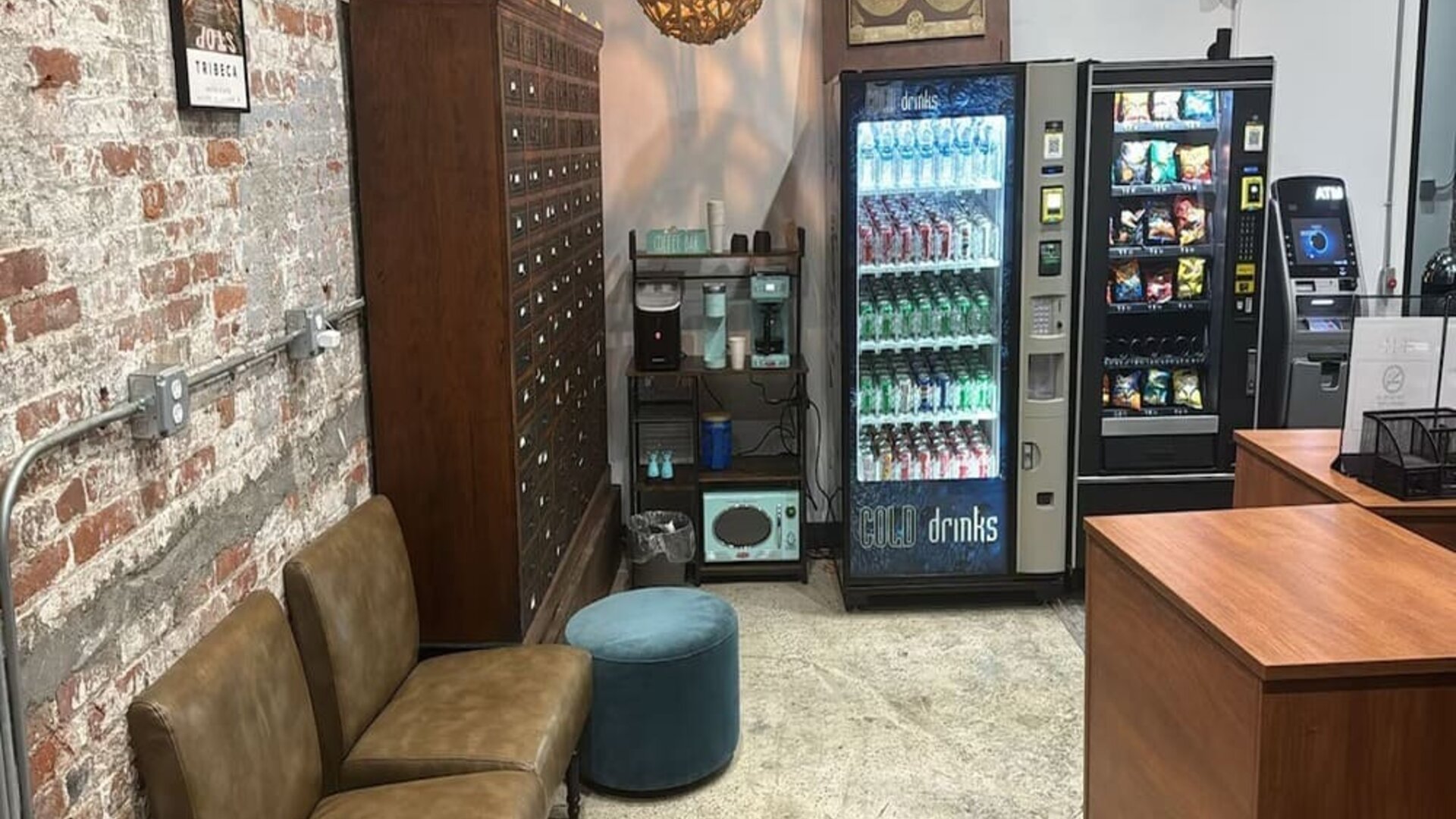 Vending machine and ATM available at Tribeca Hotel FiDi.