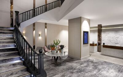 Reception area at Hilton Edinburgh Carlton.