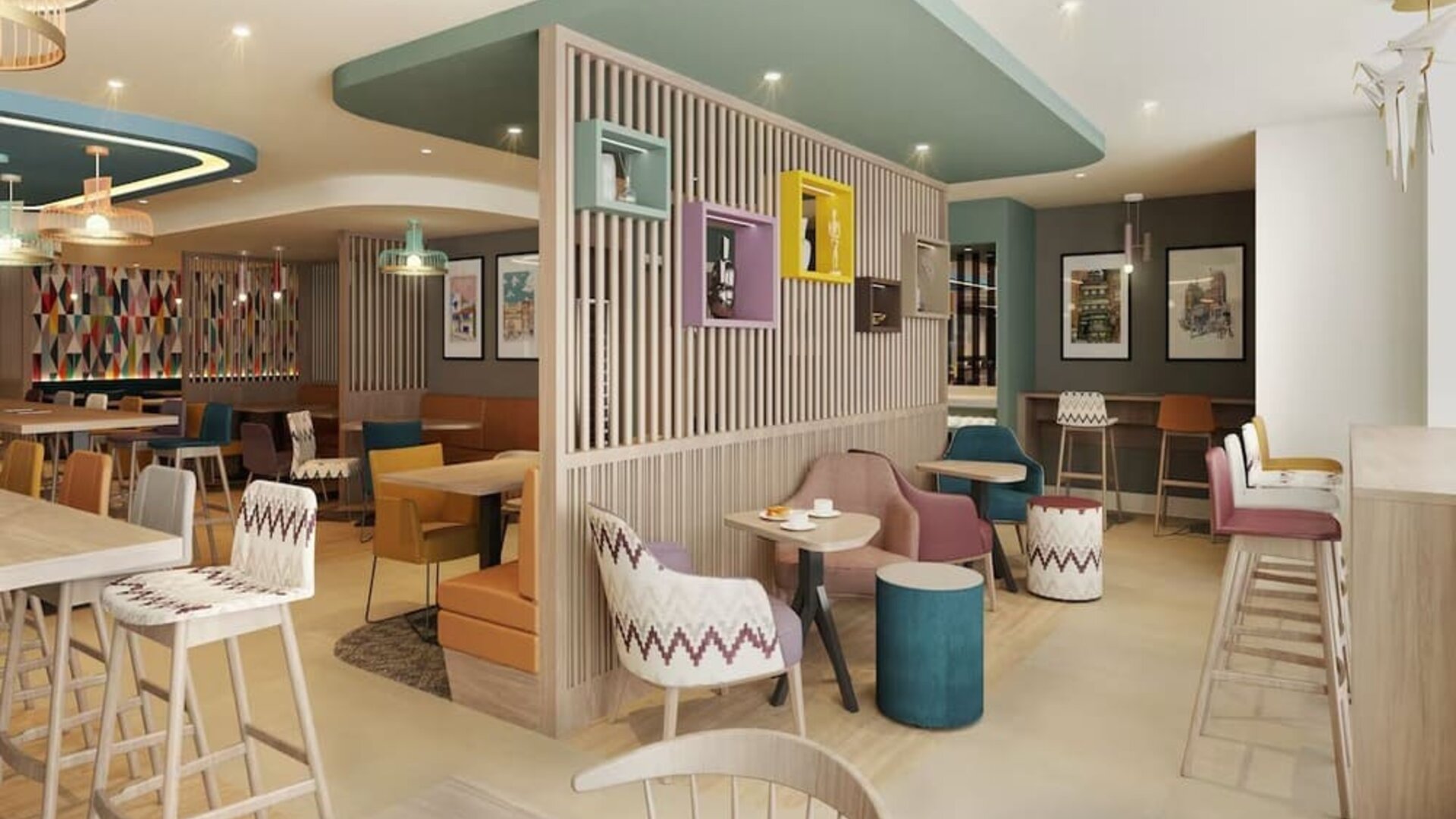 Lobby and coworking lounge at Hampton By Hilton London City.