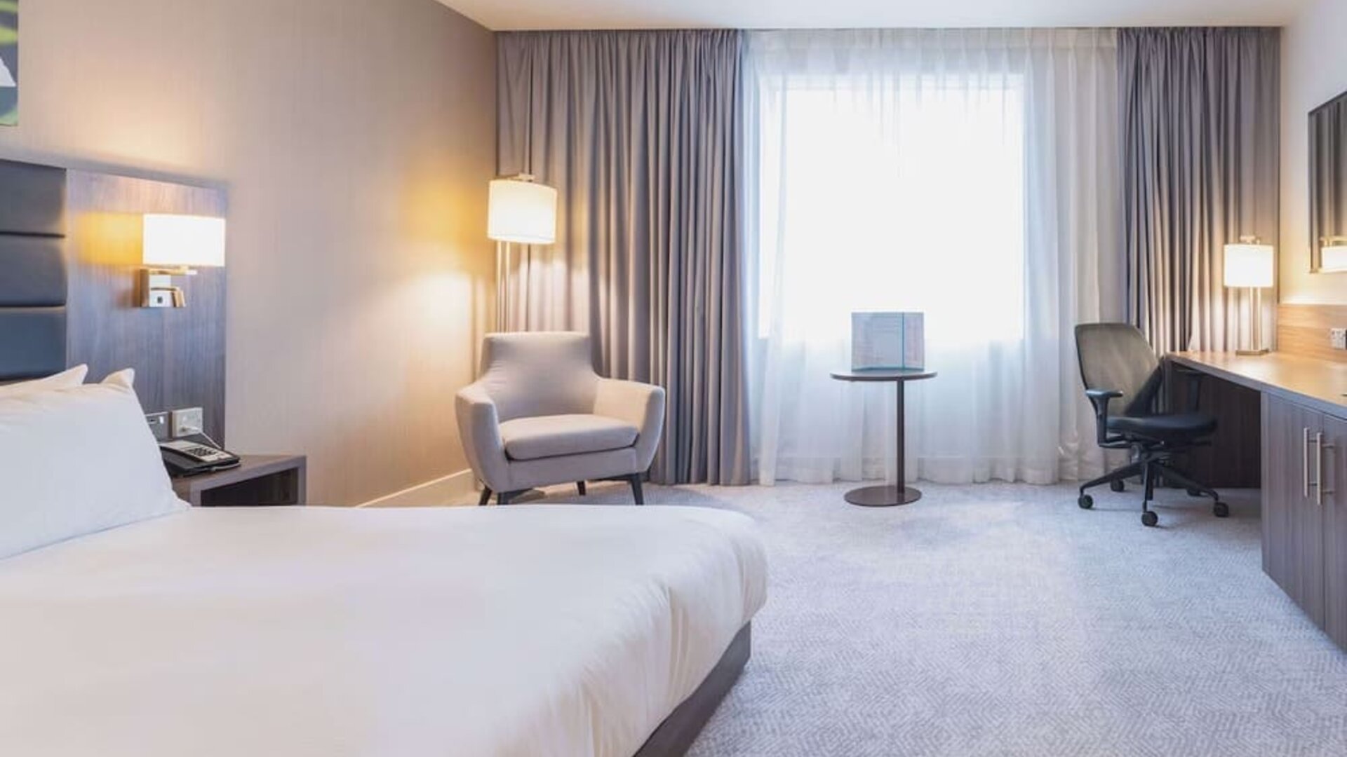 Day use room with work desk at Hilton Garden Inn Birmingham Airport.