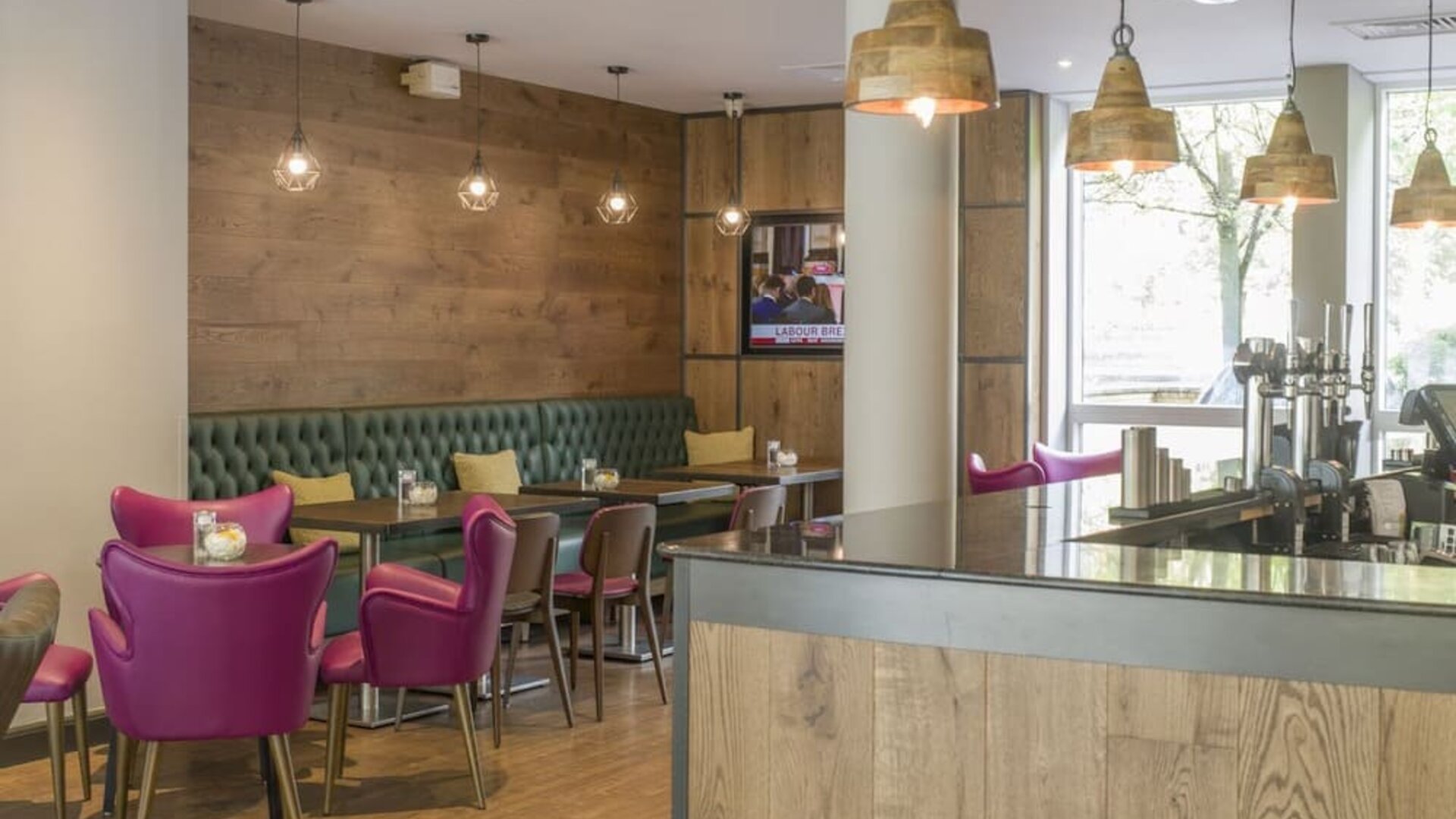 Hotel bar at Hilton Garden Inn Bristol City Centre.