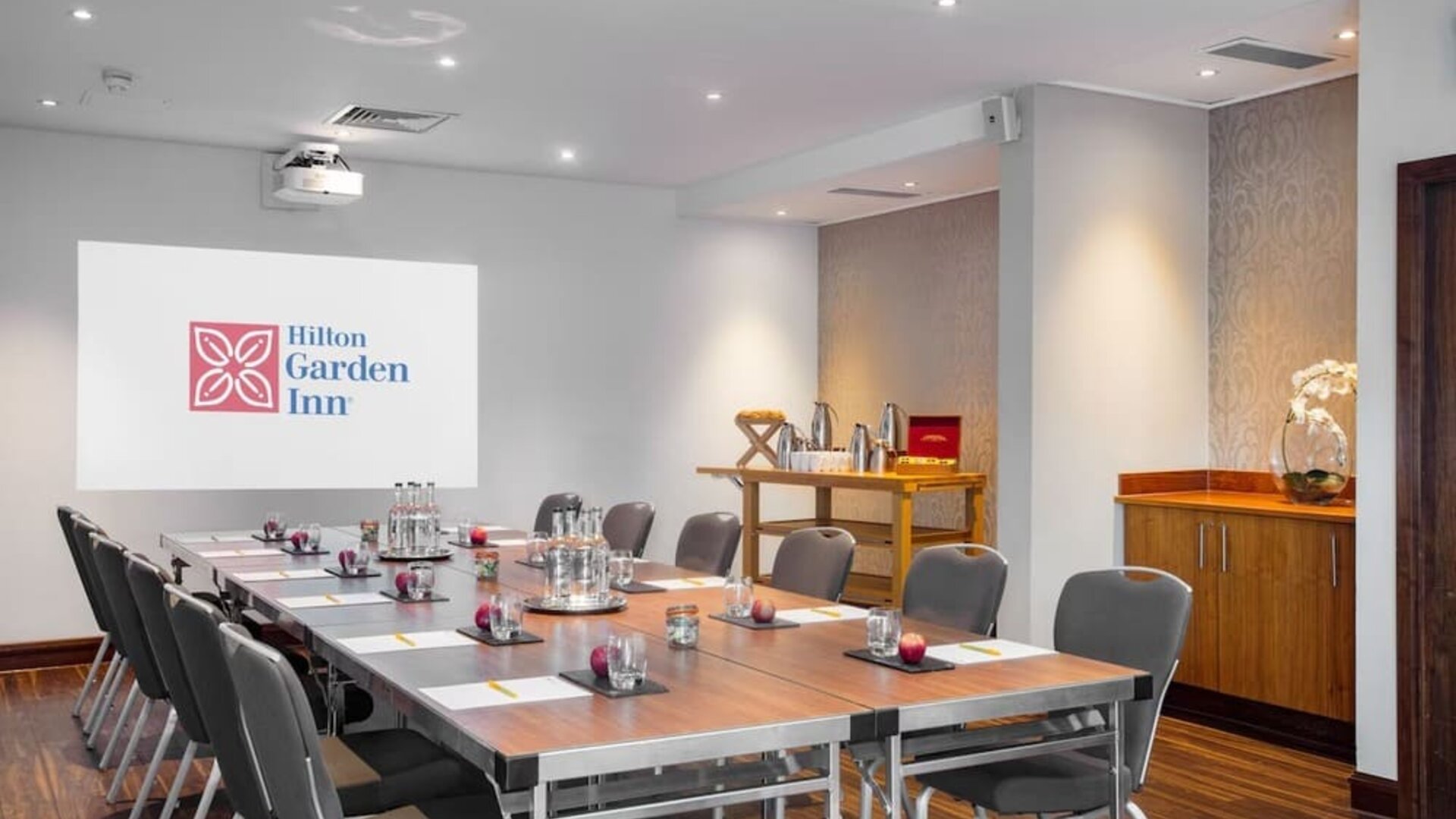 Professional meeting room at Hilton Garden Inn Glasgow City Centre.