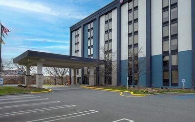 Hotel parking at Best Western Plus Secaucus Meadowlands.