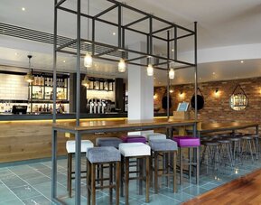 Hotel bar with lounge area perfect for co-working at the Hilton Garden Inn Birmingham Brindleyplace.