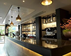 Hotel bar at the Hilton Garden Inn Birmingham Brindleyplace.