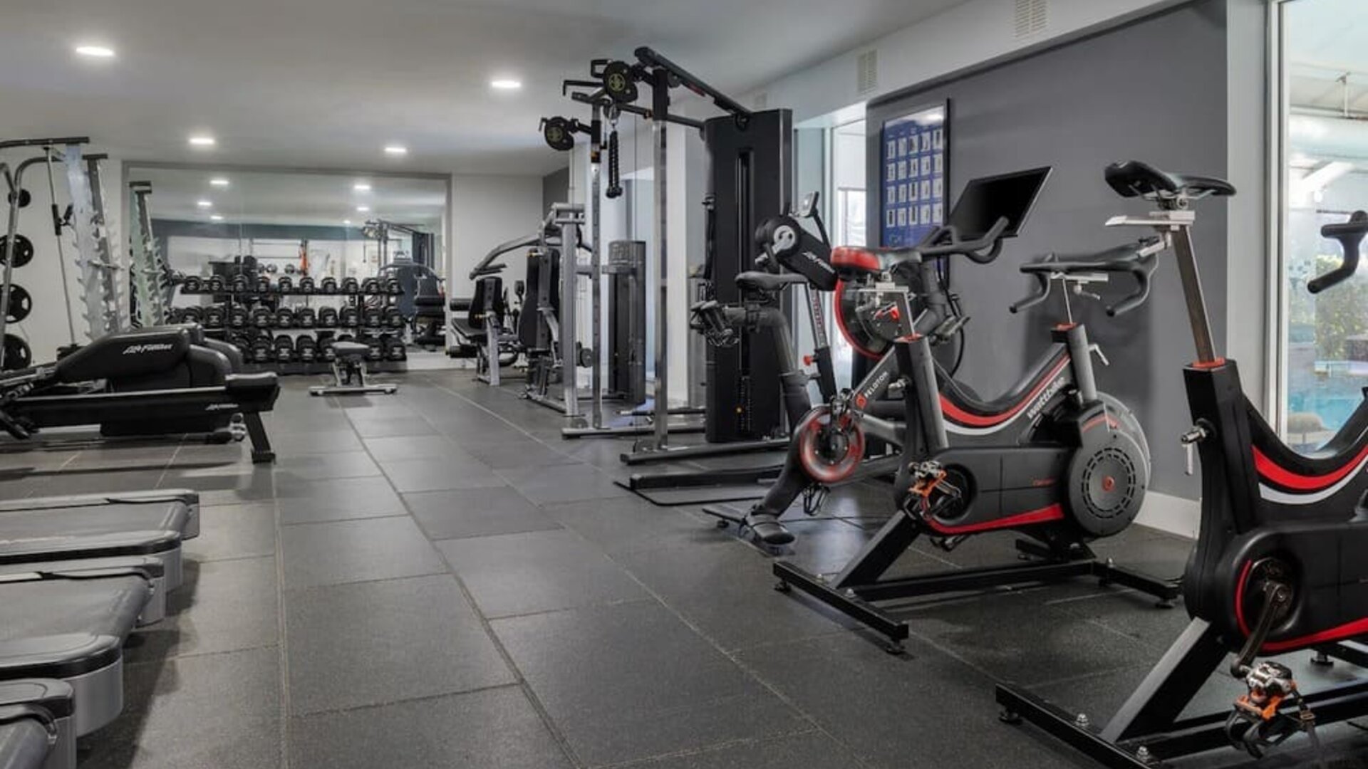 Fully equipped fitness center at the DoubleTree by Hilton Bristol North. 