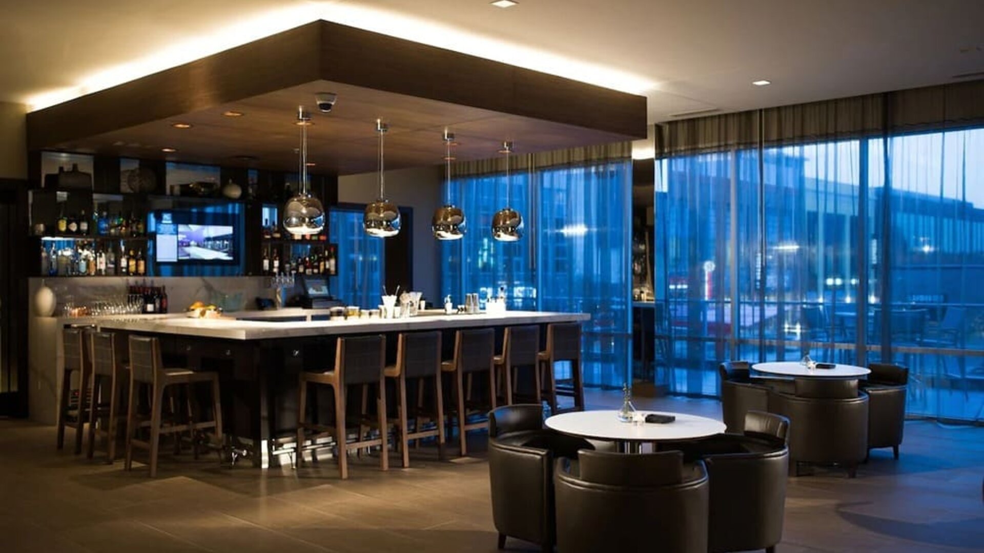 Hotel bar at AC Hotel Cincinnati At Liberty Center.