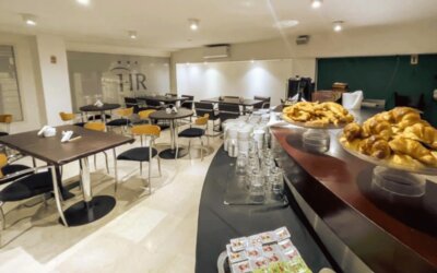 Bright breakfast and dining area offering comfortable seating and a buffet setup where guests can enjoy daily meals and refreshments at HR Plaza Luxor.