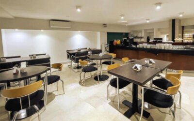 Breakfast buffet area displaying fresh pastries, beverages, and a selection of morning dining options for guests at HR Plaza Luxor.