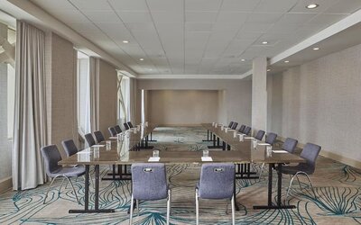 Flexible meeting facility with natural light and customizable layouts for corporate events, training sessions, and private gatherings at Hyatt Centric Delfina Santa Monica.