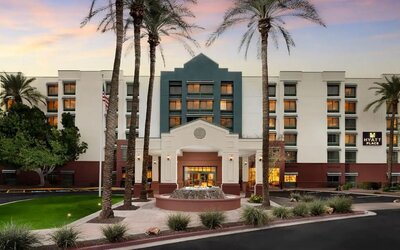 Exterior view of Hyatt Place Scottsdale/Old Town showcasing contemporary architecture in the heart of Scottsdale.