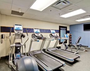 Fitness center with cardio equipment and free weights at Hampton Inn & Suites By Hilton Guelph.