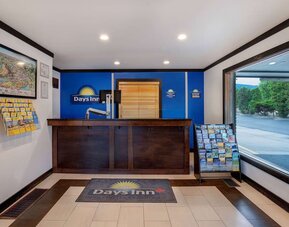 Hotel reception desk at Days Inn Vernon.
