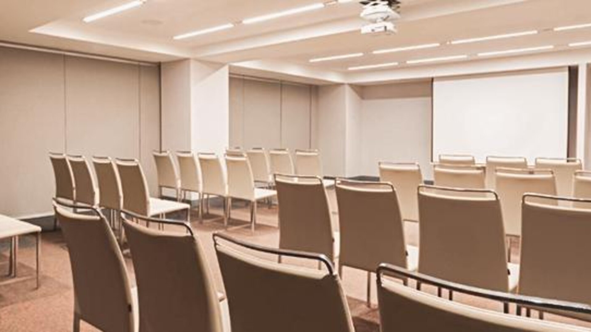 Meeting facility at NH Collection Mexico City Centro Histórico featuring theater-style seating and a large projection screen.