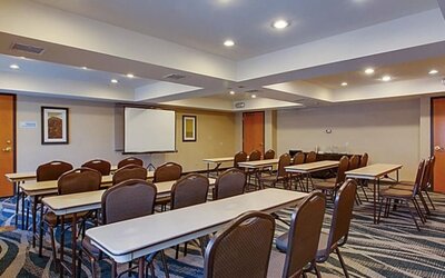 Meeting facility featuring flexible seating arrangements, presentation equipment and a spacious layout for business gatherings at Holiday Inn Express SFO Airport North.