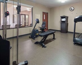 Fitness centre equipped with a treadmill, exercise bike, weight bench, and strength-training equipment at Best Western Granbury Inn & Suites.