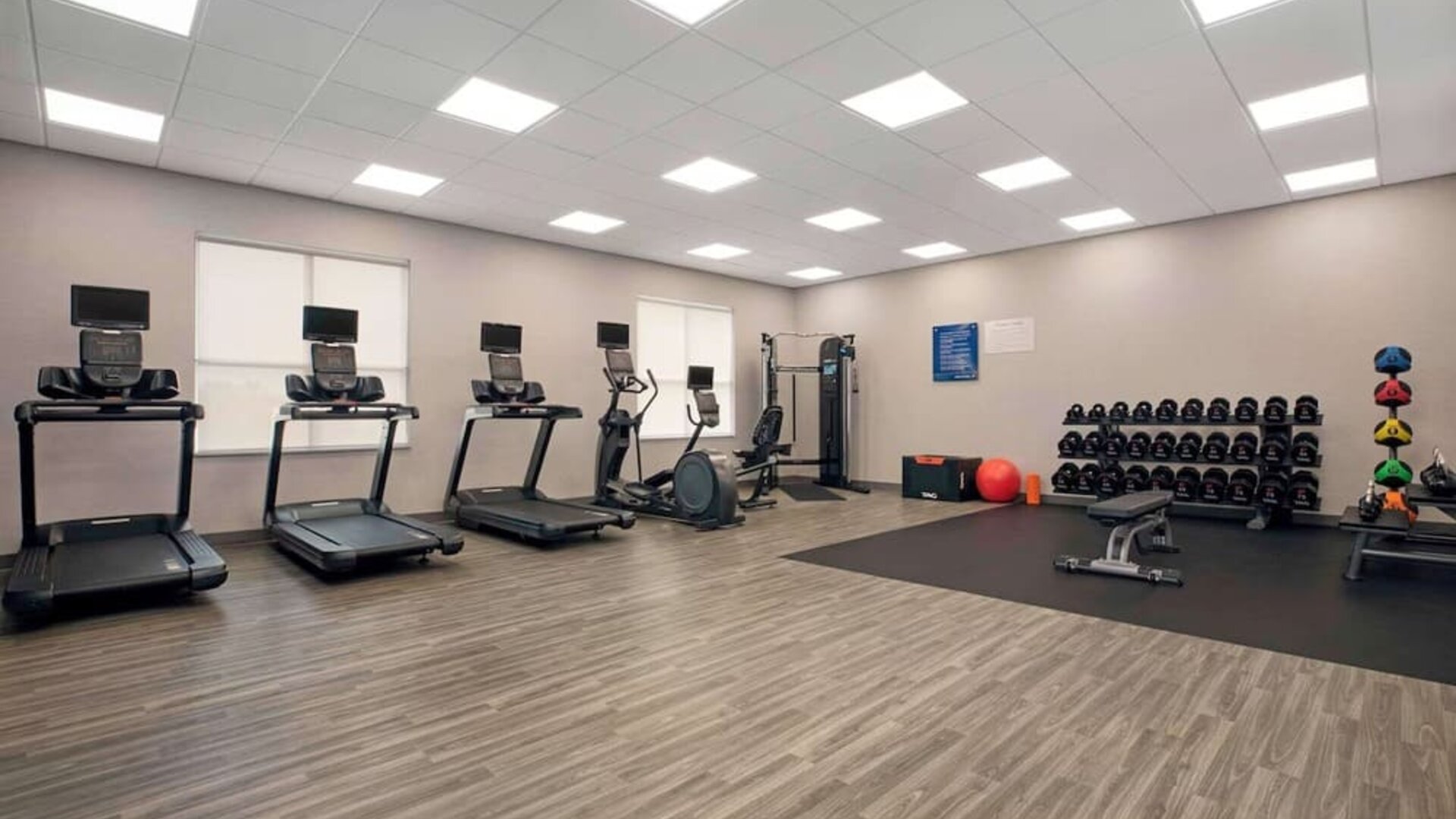 Equipped fitness center with treadmills at Hampton Inn By Hilton Port Hope.