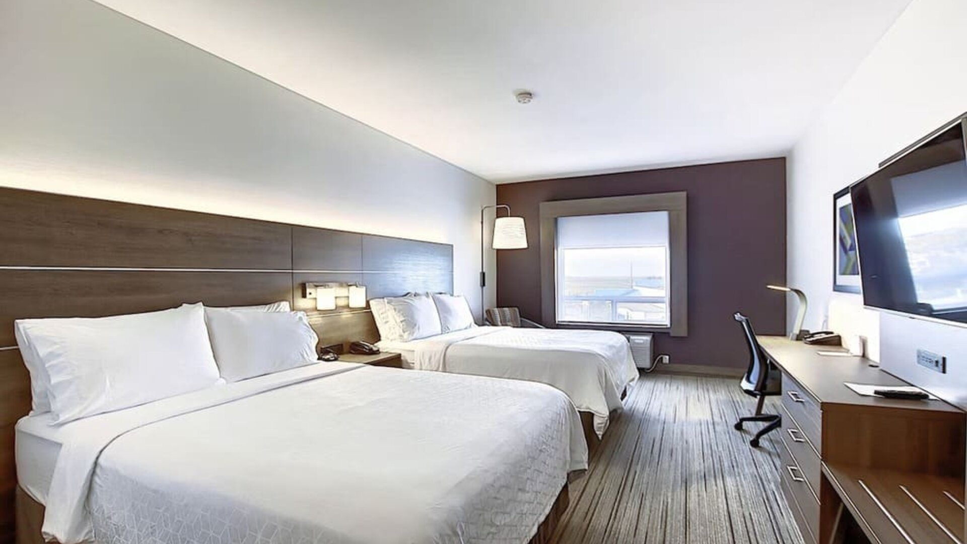 Bright and spacious day use twin room with TV and work desk at Holiday Inn Express & Suites Airport-Calgary.