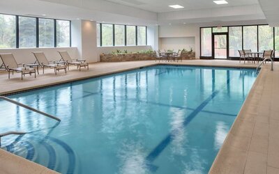 Indoor pool at Boston Marriott Burlington.