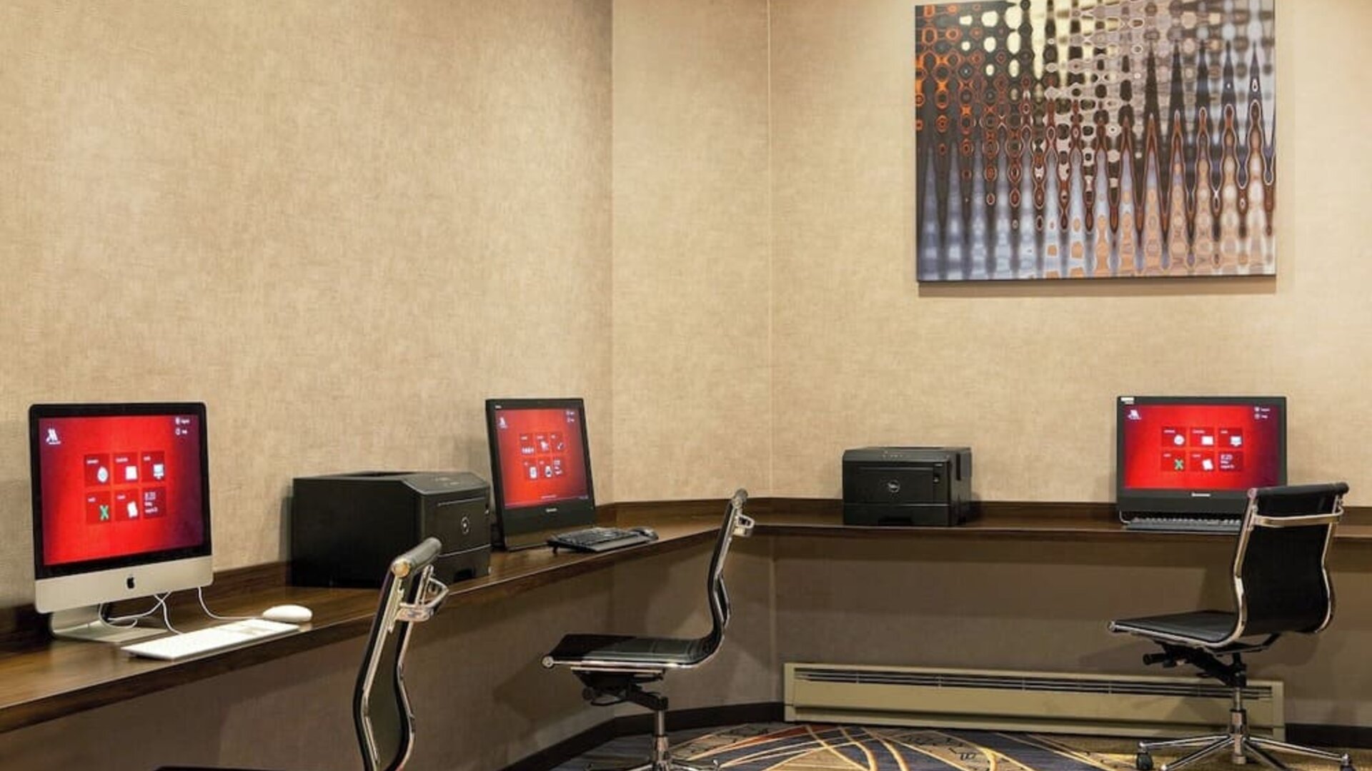Business center at Boston Marriott Burlington.