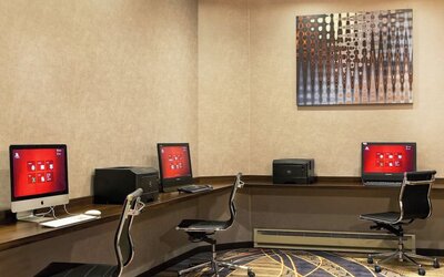 Business center at Boston Marriott Burlington.