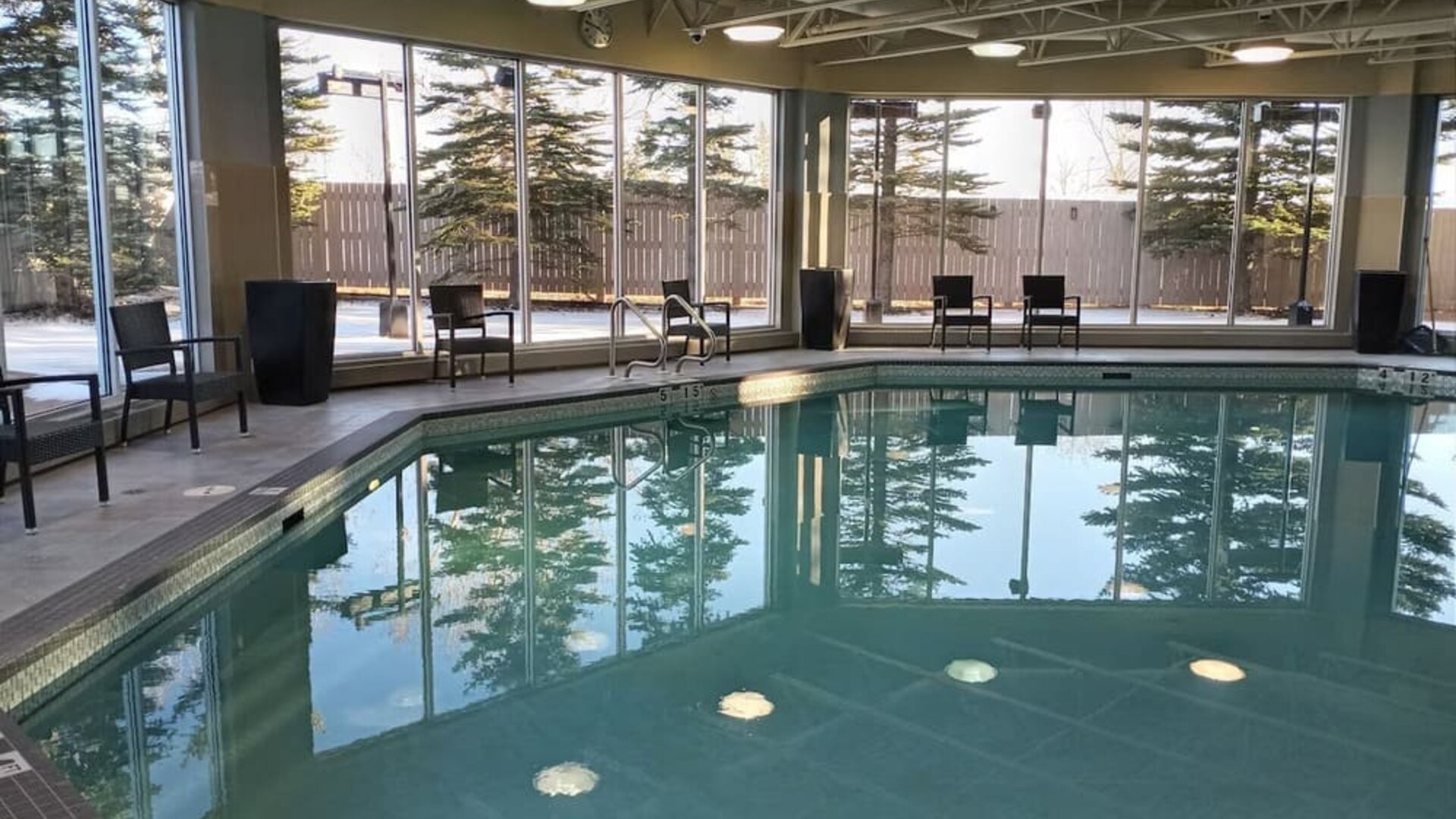 Relaxing indoor pool at Hilton Garden Inn Calgary Airport.