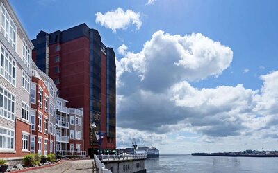 Hotel exterior at the Hilton Saint John.