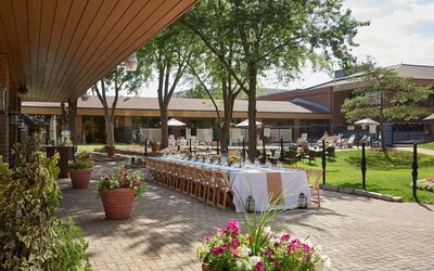 Outdoor patio at Hilton Mississauga Meadowvale.