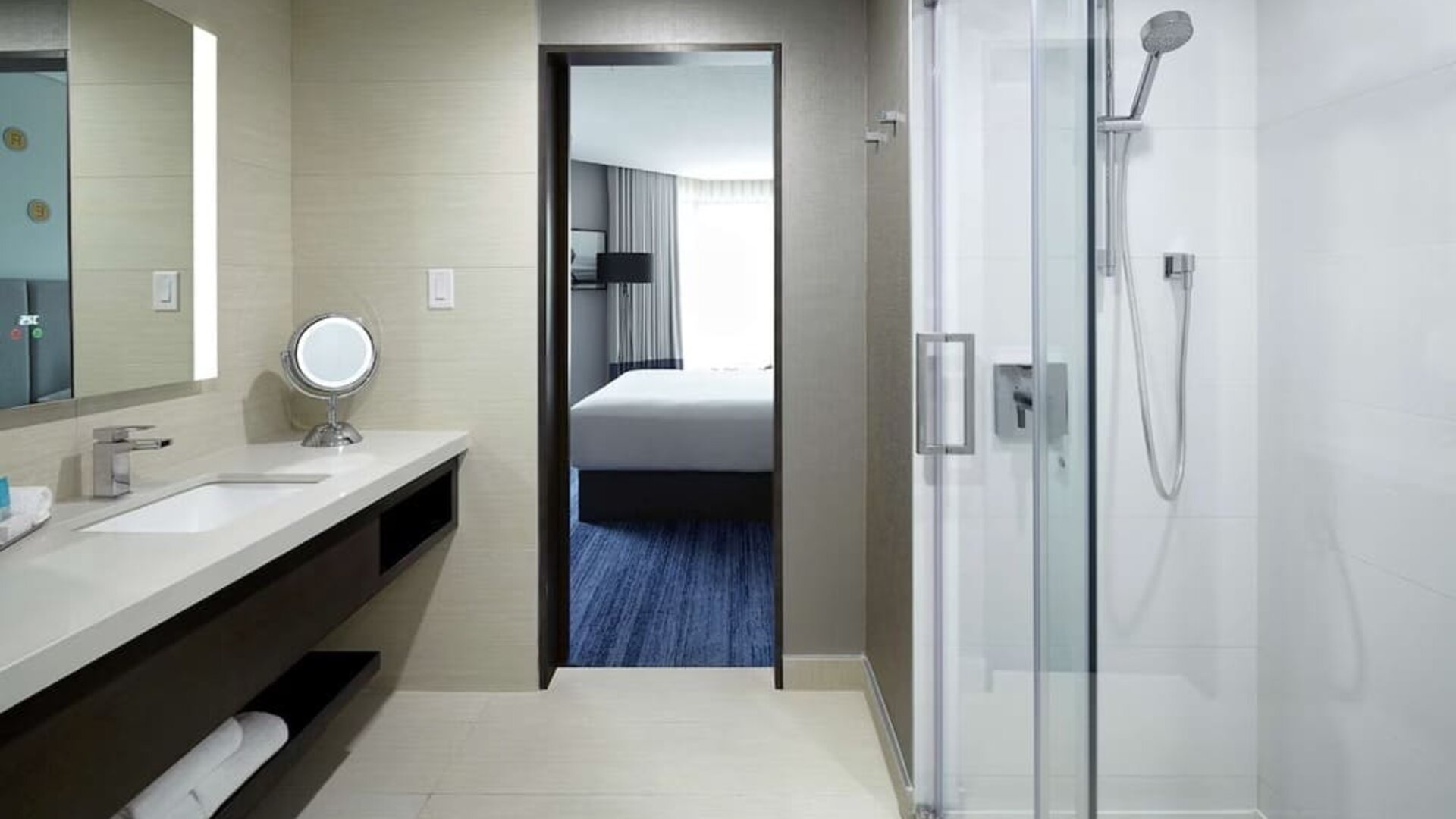 Private bathroom with shower at DoubleTree By Hilton Montreal.
