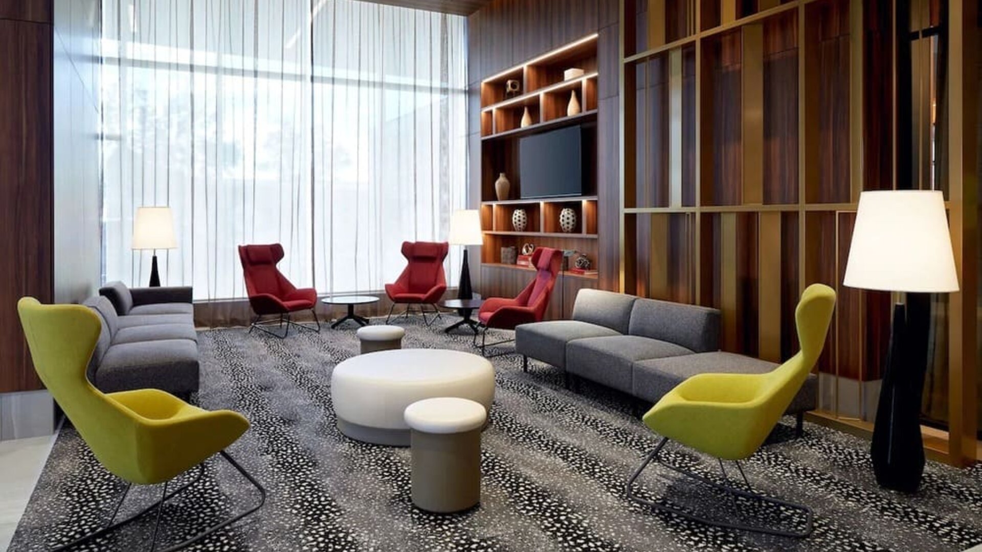 Comfortable hotel lobby at Hilton Garden Inn Montreal Midtown.