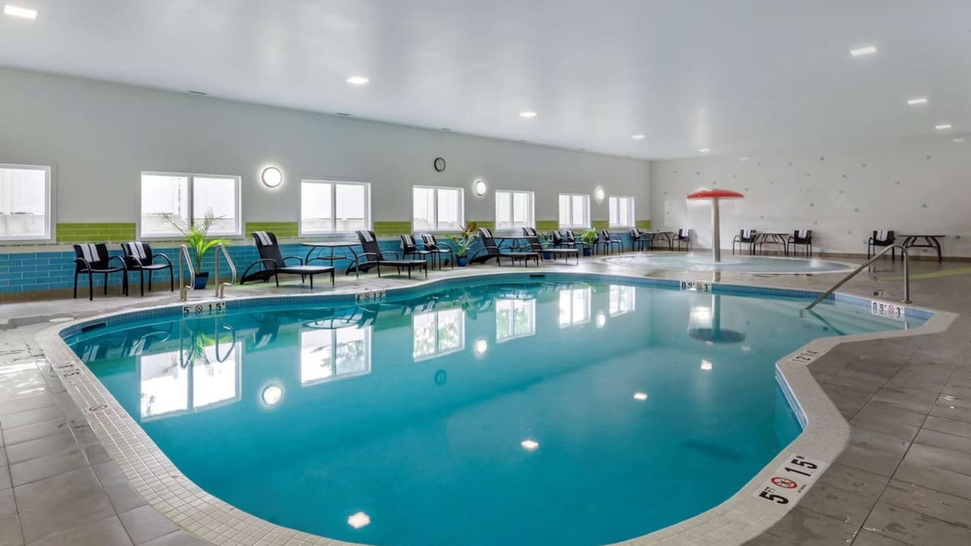 Heated indoor pool at Hampton Inn & Suites By Hilton Edmonton/West.