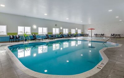 Heated indoor pool at Hampton Inn & Suites By Hilton Edmonton/West.