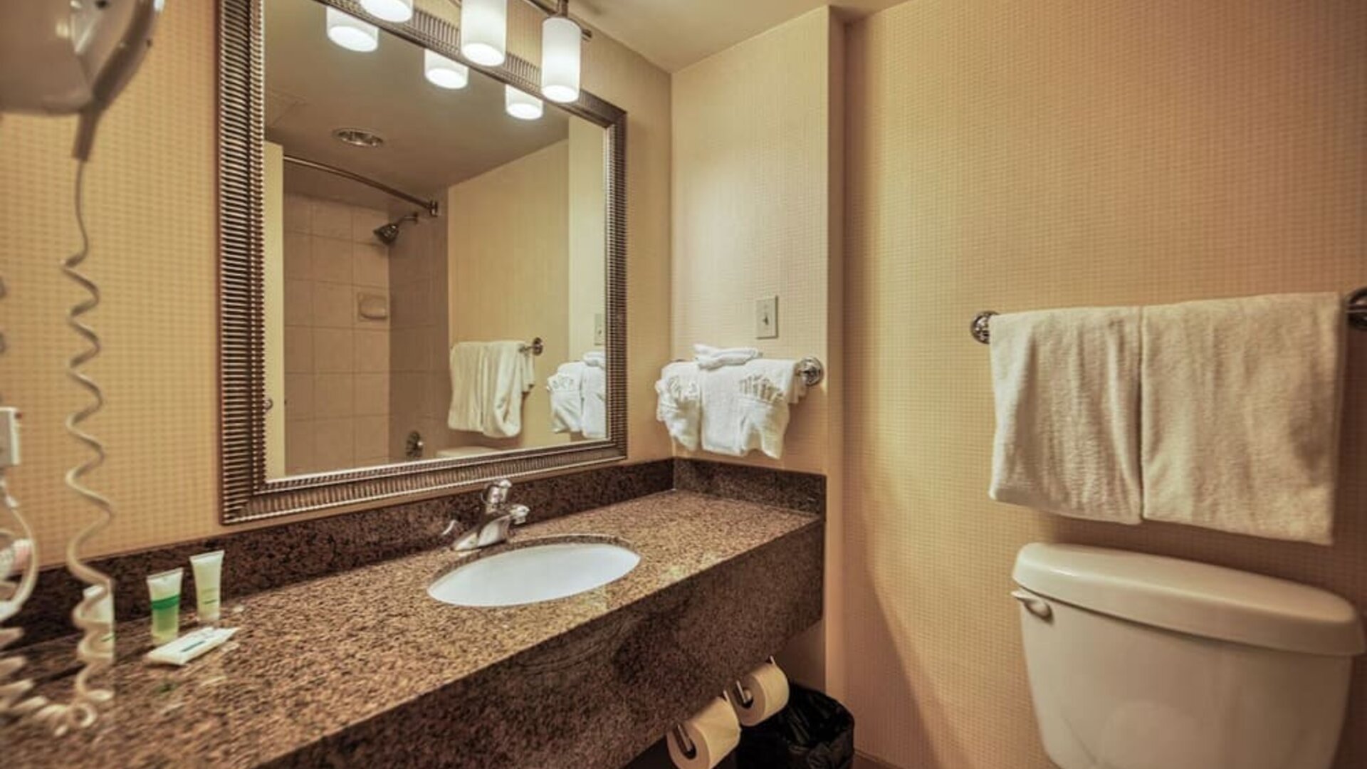 Private guest bathroom with shower and free toiletries at Amenida Residences.