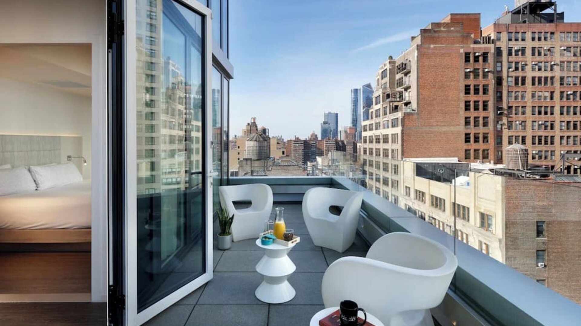 Balcony from a day use room at Innside By Melia New York Nomad.