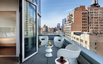 Balcony from a day use room at Innside By Melia New York Nomad.