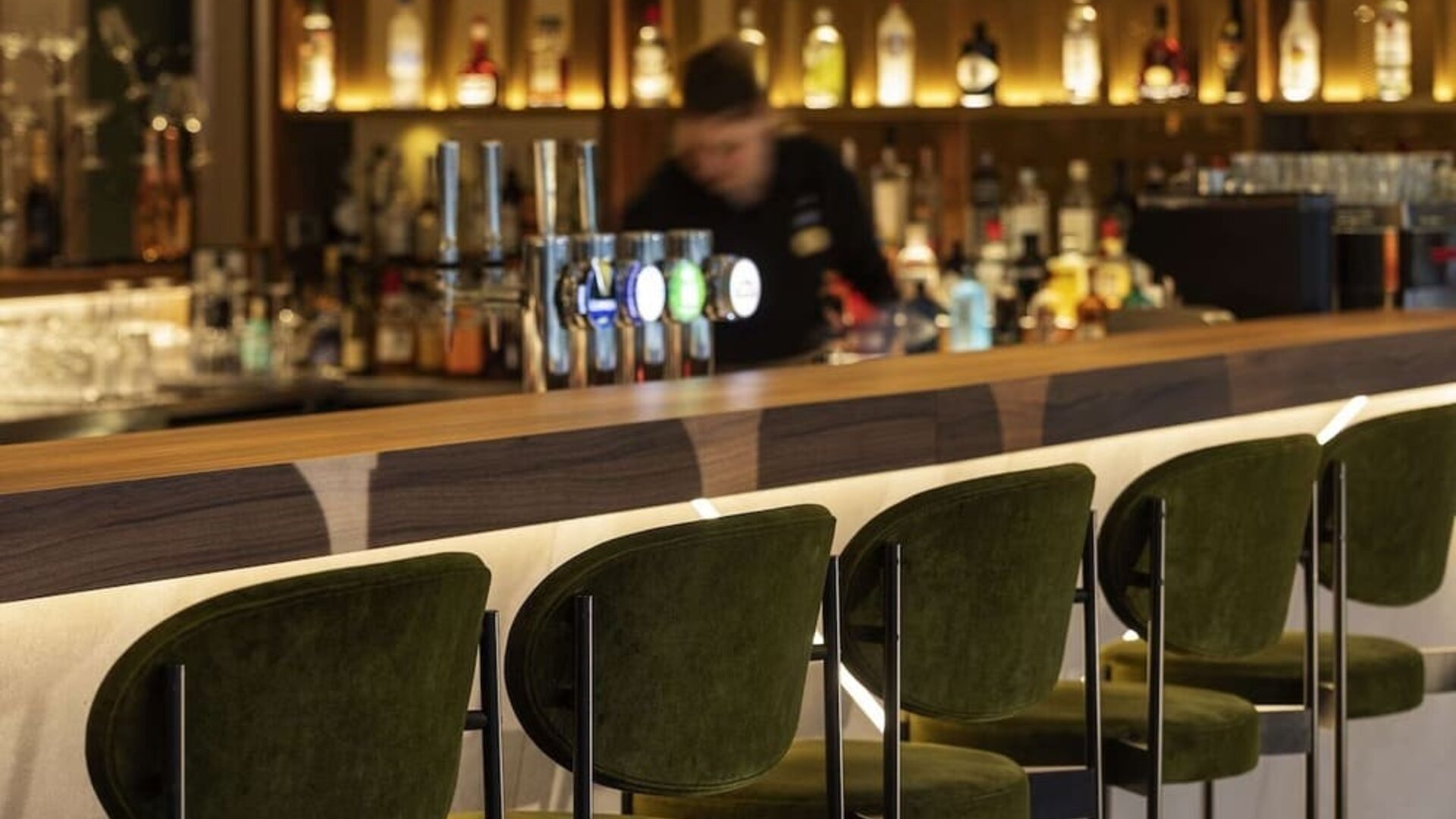 Hotel bar at Novotel London Paddington.
