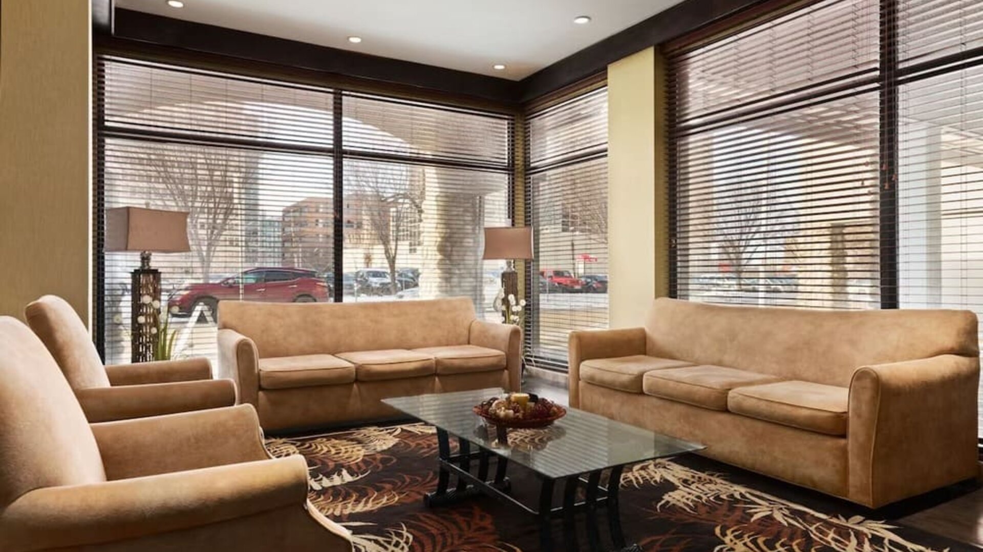 Hotel lobby with comfortable seating at Days Inn Edmonton Downtown.