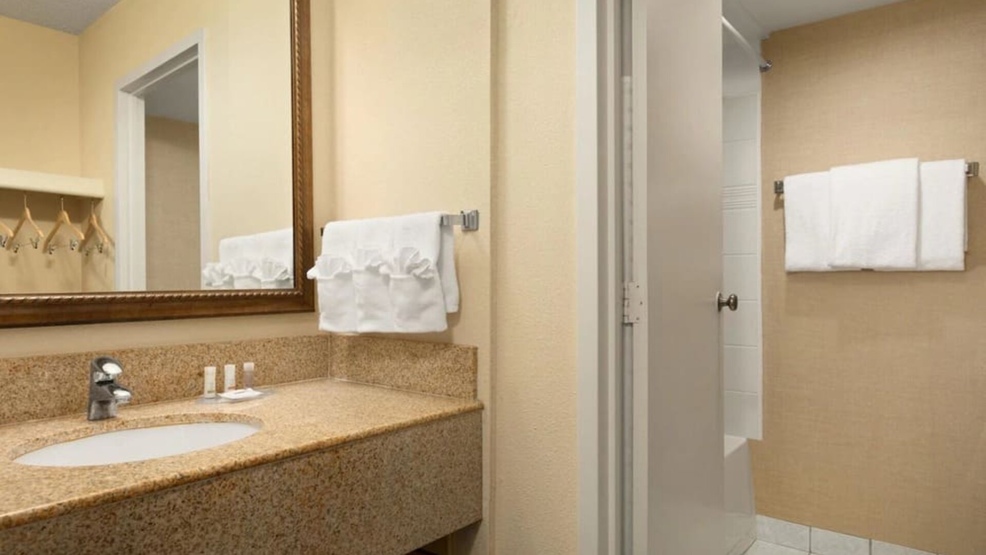 Private guest bathroom at Days Inn Edmonton Downtown.