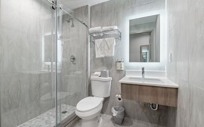 Day room with guest bathroom at Holiday Inn Express & Suites Bronx.