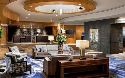 Lobby lounge at Fairmont Vancouver Airport - YVR Terminal Hotel.