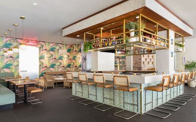 Hotel bar perfect for coworking at YVE Hotel Miami.